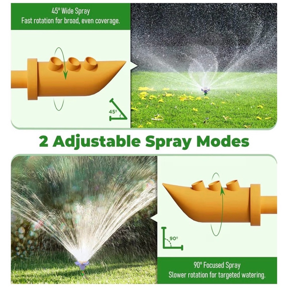 Rotating Flower Garden Sprinkler for Yard Multiple Spray Modes Easy Hose Hook - Picture 4 of 16
